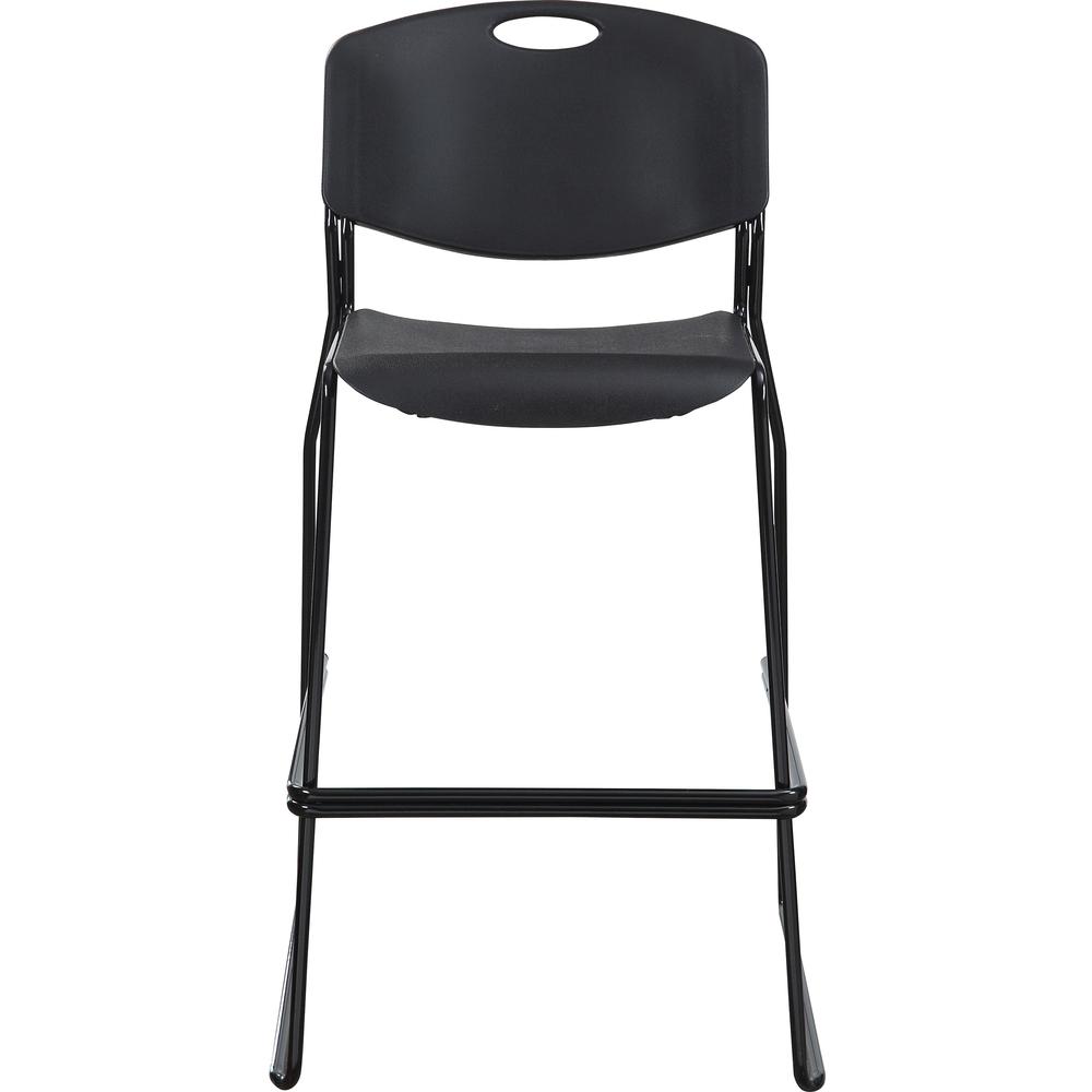 Lorell Heavy-duty Bistro Stack Chairs - Black Plastic Seat - Black Plastic Back - Black Steel Frame - 2 / Carton