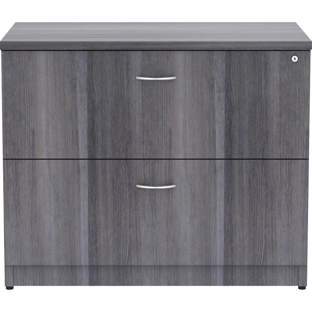 Lorell Essentials Series Lateral File - 35'' x 22''29.5'' , 1'' Top - 2 x File Drawer(s) - Finish: Weathered Charcoal, Laminate
