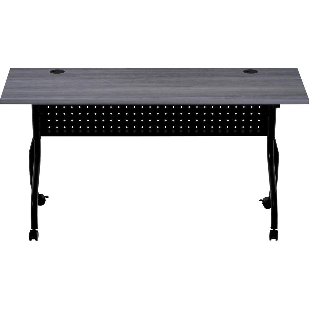 Lorell Flip Top Training Table - Charcoal Rectangle, Melamine Top - Black Four Leg Base - 4 Legs x 60'' Table Top Width x 23.60'' Table Top Depth - 29.50'' Height - Melamine - 1 Each