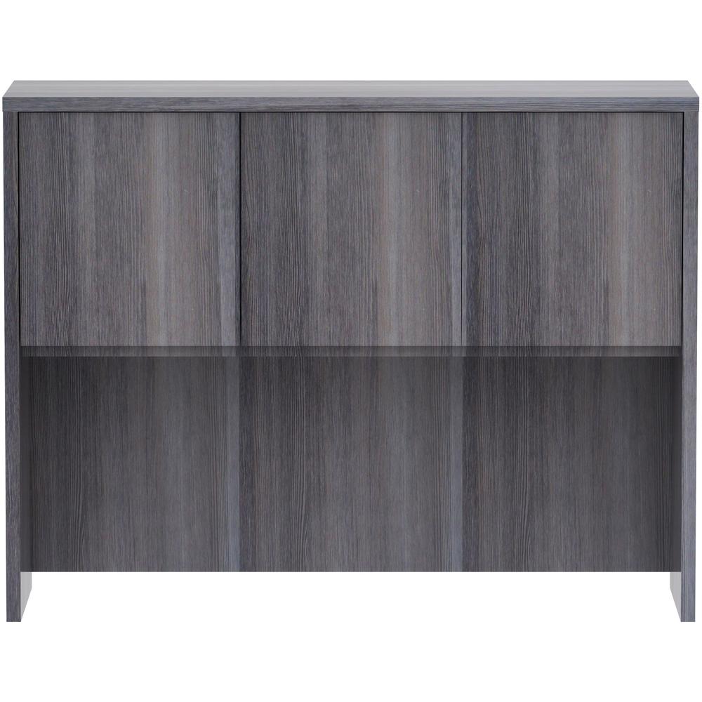 Lorell Essentials Series Stack-on Hutch with Doors - 48'' x 15''36'' - 3 Door(s) - Finish: Weathered Charcoal Laminate