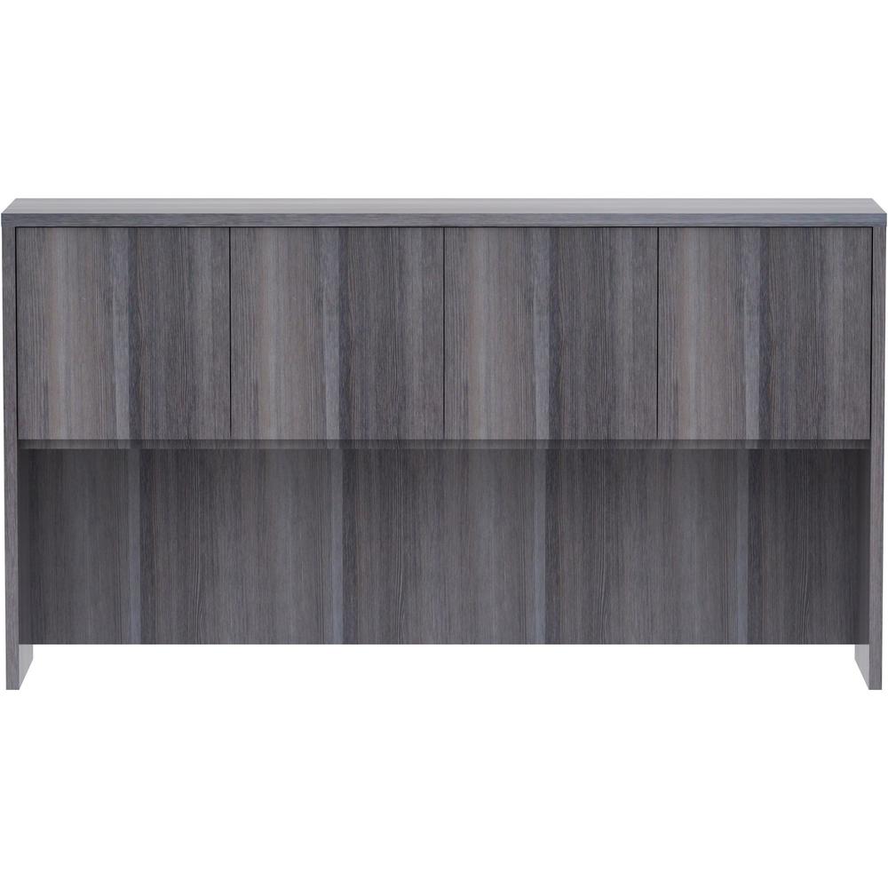Lorell Essentials Series Stack-on Hutch with Doors - 66'' x 15''36'' - 4 Door(s) - Finish: Weathered Charcoal Laminate