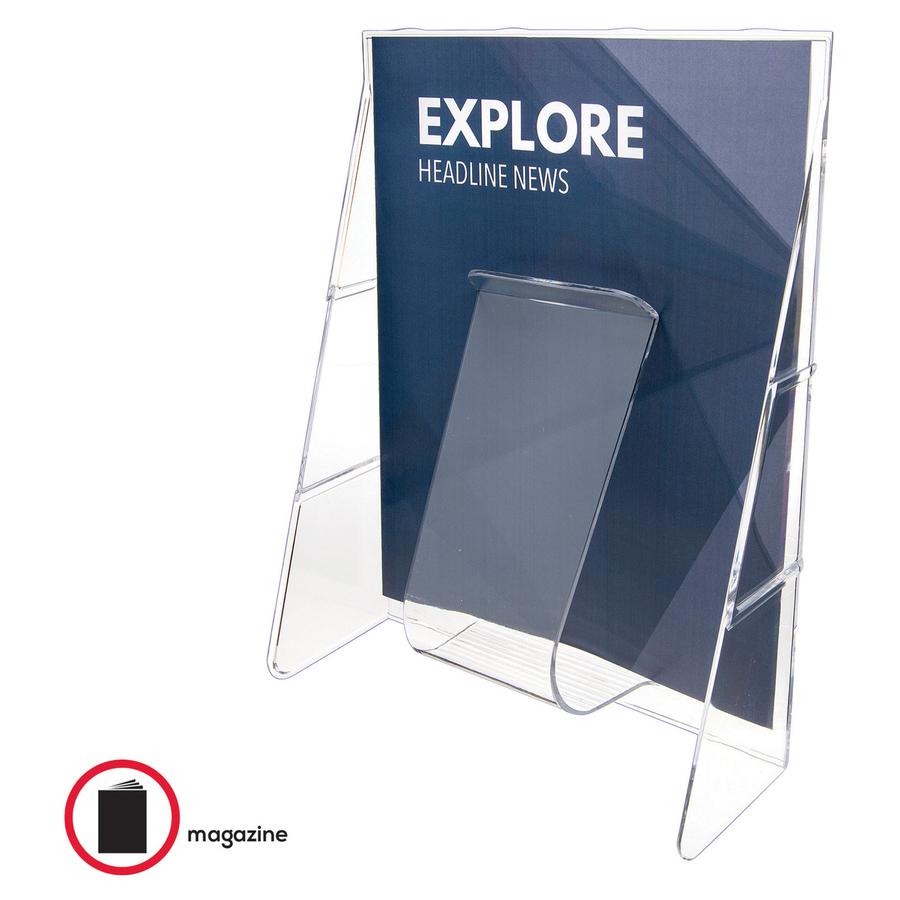 Deflecto Stand-Tall Literature Display - 1 Pocket(s) - 11.8'' Height x 9.1'' Width x 2.8'' DepthDesktop - Clear - Plastic - 1 Each - deflecto