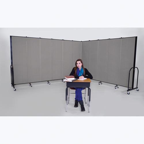 Screenflex Portable Room Dividers - 72'' Height x 13.1 ft Length - Black Metal Frame - Polyester - Stone - 1 Each