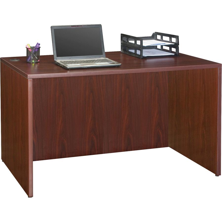 Lorell Essentials Series Rectangular Desk Shell - 47.3'' x 23.6'' x 29.5'' - Finish: Laminate, Mahogany - Leveling Glide