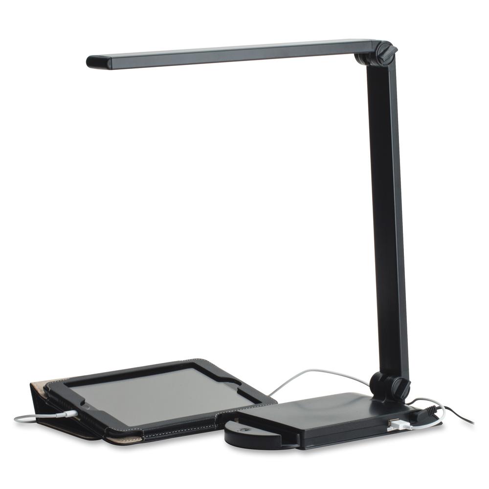 Lorell 8-watt SMD LED Task Light - 8 W LED Bulb - USB Charging, Dimmable - Aluminum, Plastic - Desk Mountable - Black - for Desk, Table, Indoor