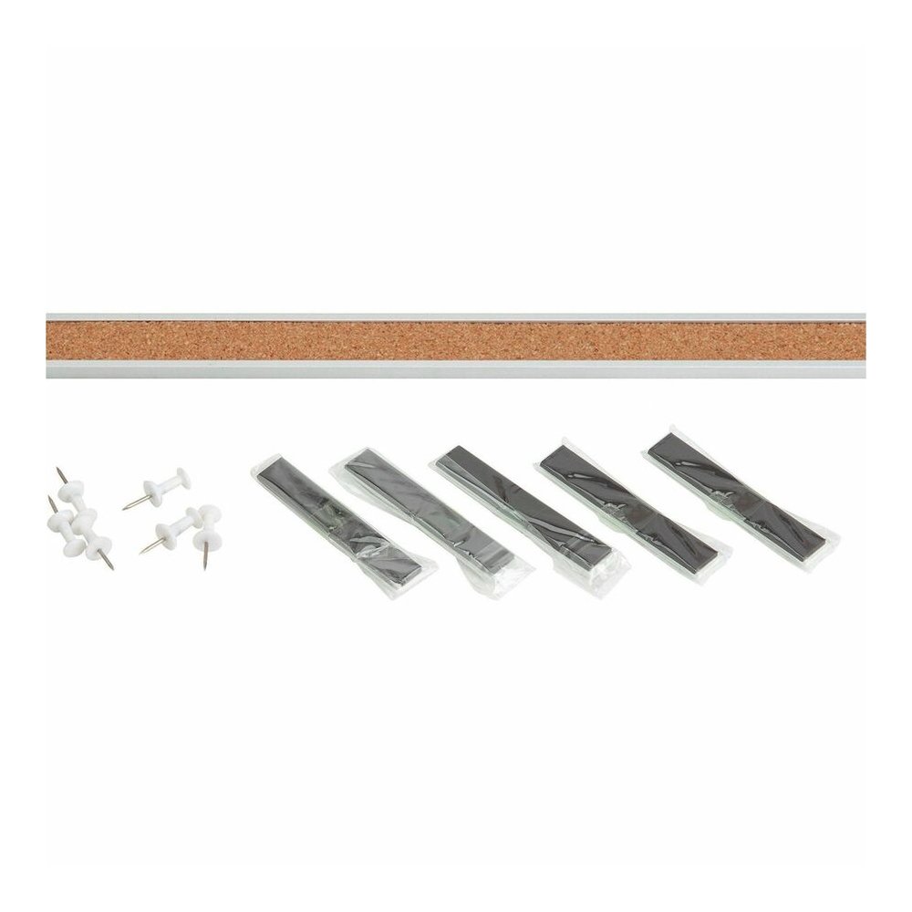 Lorell Cork Strip Bulletin Bars - 48'' Board Width - Cork Surface - Self-healing, Fade Resistant, Self-sealing - Anodized Aluminum Frame - 3 / Bundle