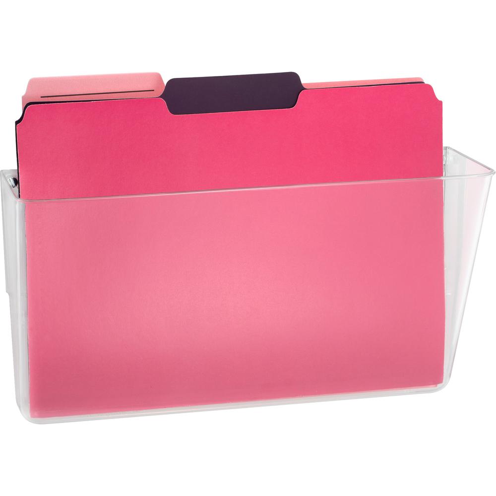 Officemate Mountable Wall File - 7'' Height x 13'' Width x 4.12'' Depth - Clear - Plastic - 4 / Carton
