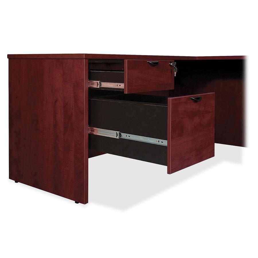 Lorell Prominence 2.0 Left-Pedestal Credenza - 66'' x 24''29'' , 1'' Top - 2 x File Drawer(s) - Single Pedestal on Left Side - Band Edge - Material: Particleboard - Finish: Thermofused Melamine (TFM)