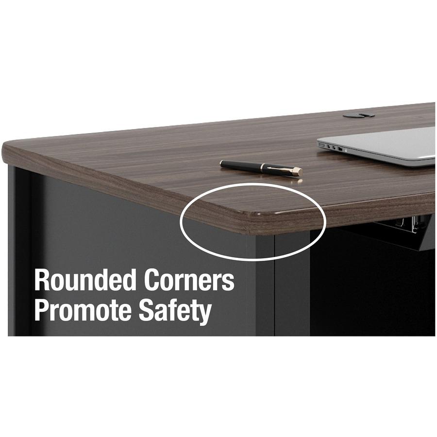 Lorell Fortress Series Walnut Top Teacher's Desk - 48'' x 30''29.5'' - Box, File Drawer(s) - Single Pedestal on Right Side - T-mold Edge