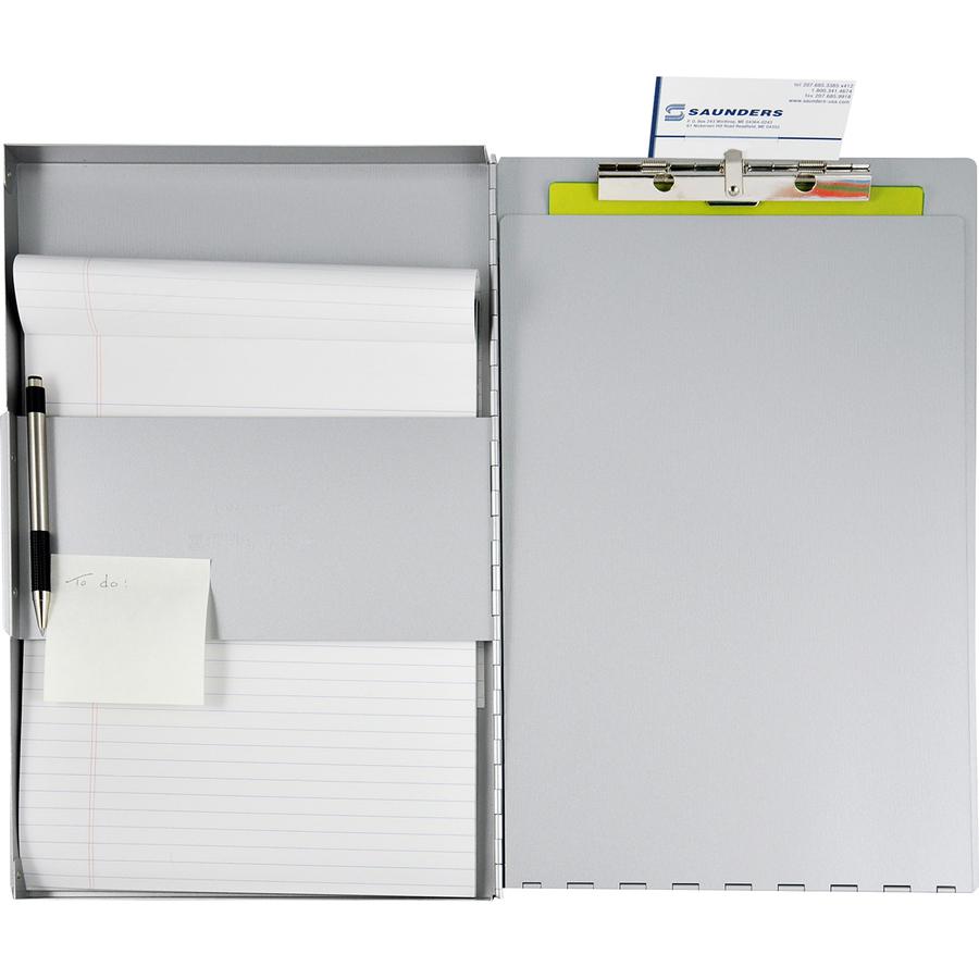 Saunders Snapak Side-open Storage Form Holder - 0.50'' Clip Capacity - Storage for 30 Sheet - Side Opening - 8 1/2'' x 14'' - Aluminum - Silver - 1 Each