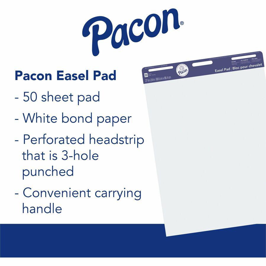 Pacon Unruled Easel Pads - 50 Sheets - Plain - Stapled/Glued - Unruled - 27'' x 34'' - White Paper - Chipboard Cover - Perforated, Bond Paper - 50 / Pad
