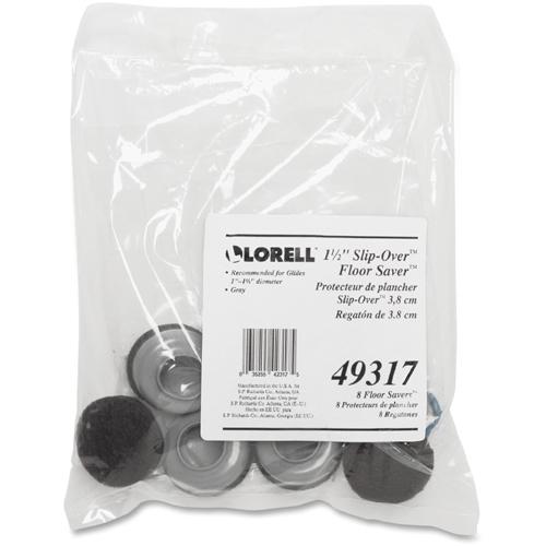 Lorell Slip-Over Floor Savers - Gray - Vinyl - 8/Pack