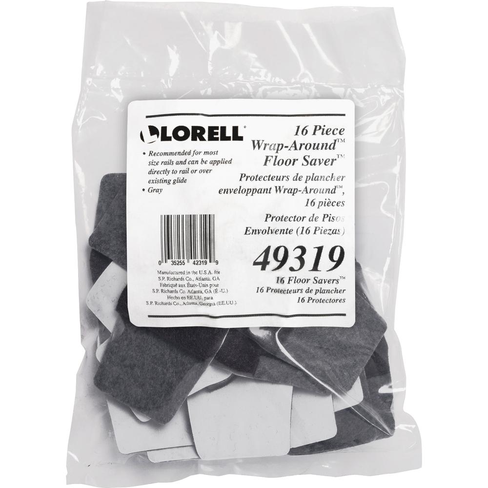 Lorell Wraparound Floor Savers - Gray - Vinyl - 16/Pack