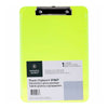 Business Source Flat Clip Clipboard - 9'' x 12'' Sheet Size - Plastic - Neon Green - 6 / Bundle