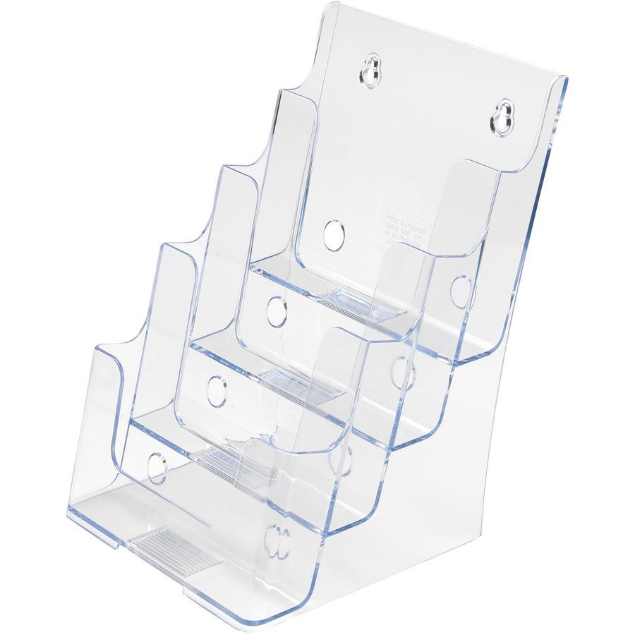 Deflecto Booklet Holder - 4 Compartment(s) - 4 Tier(s) - 10'' Height x 4.9'' Width x 6.1'' DepthDesktop - Compact, Booklet Size - Clear - Plastic - 1 Each - deflecto