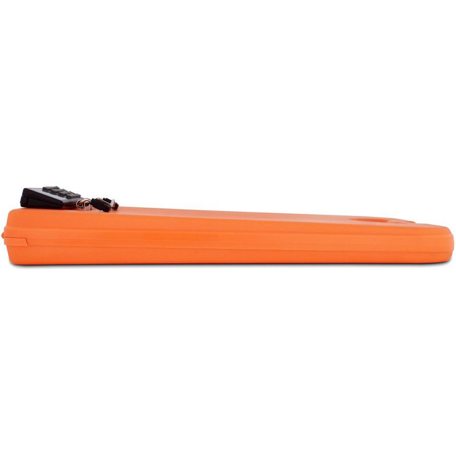 Saunders DeskMate II 00543 Portable Storage Clipboard - 0.50'' Clip Capacity - Storage for Stationary - Bottom Opening - 10'' x 16'' - Polypropylene - Tangerine - 1 Each