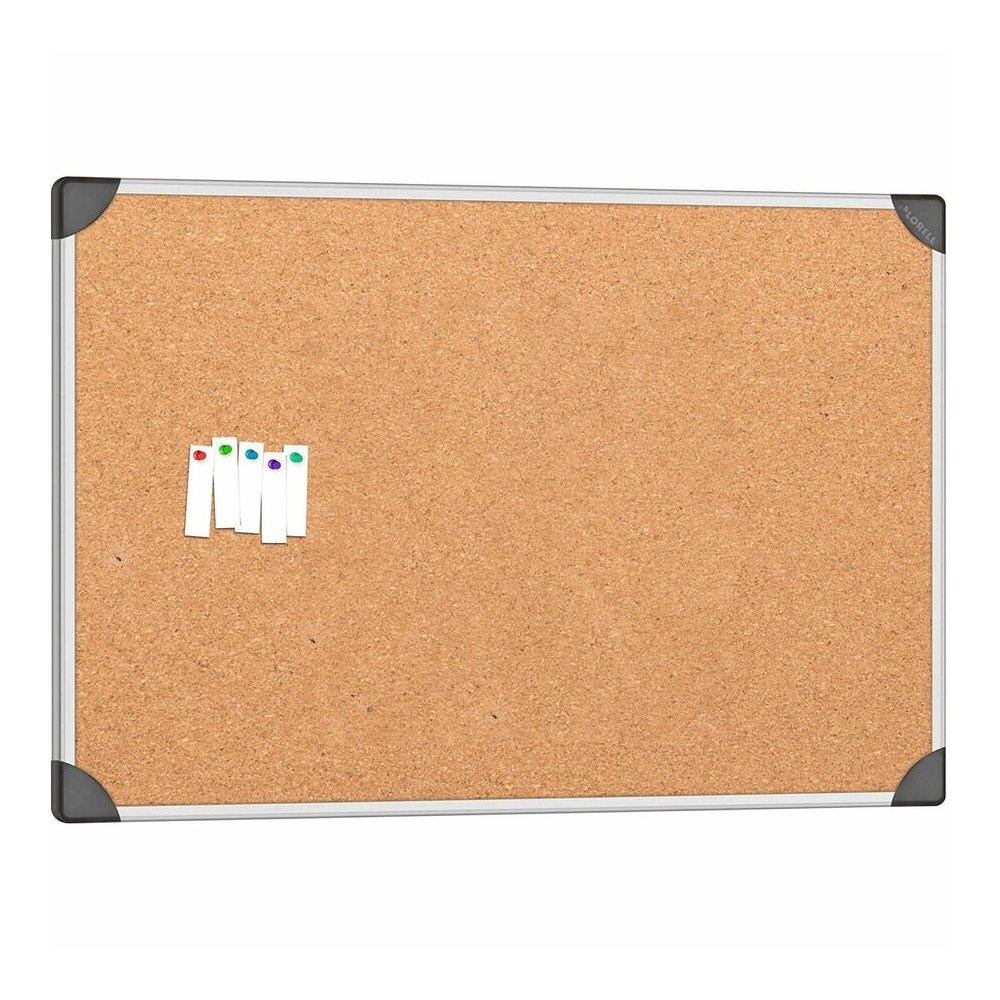 Lorell Corkboard - 24'' Board Height x 36'' Board Width - Silver Cork, Brown Surface - Durable, Resist Warping, Laminated, Resilient - Aluminum Frame - 1 Each