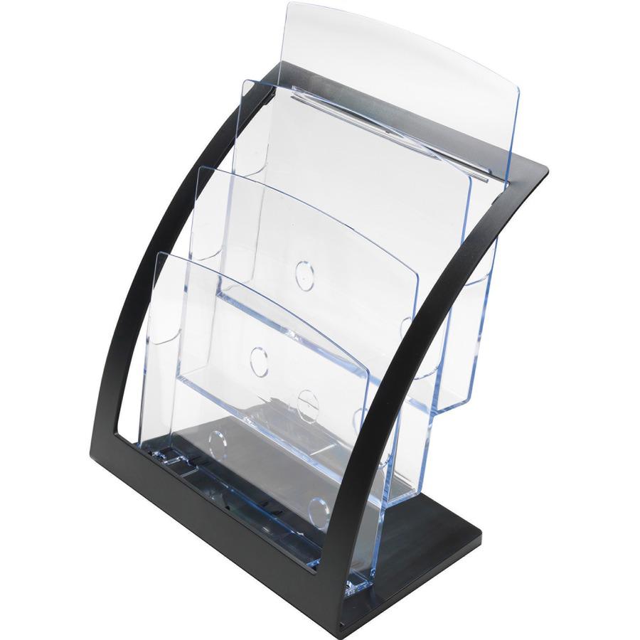 Deflecto Contemporary Literature Holder - 3 Compartment(s) - 3 Tier(s) - 13.3'' Height x 11.2'' Width x 6.9'' DepthDesktop, Counter - Durable, Business Card Holder - Plastic - 1 Each - deflecto