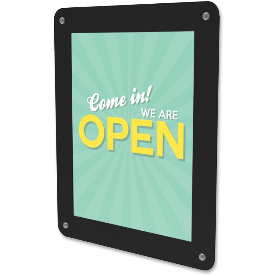 Deflecto Window Display - 1 Each - 8.5'' Width x 11'' Height - Rectangular Shape - Glass-mountable, Window-mountable - Double Sided - UV Protected, Heat Resistant, Suction Cup - Restaurant, Door, Wall - - deflecto