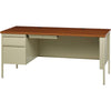 Lorell Fortress Series Left-Pedestal Desk - Rectangle Top - 66'' Table Top Width x 30'' Table Top Depth x 1.12'' Table Top Thickness - 29.50'' HeightAssembly Required - Oak, Oak Laminate, Putty - Steel -