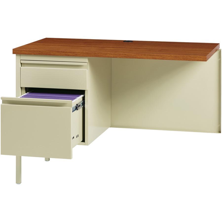 Lorell Fortress Series Left-Pedestal Return - Rectangle Top - 42'' Table Top Width x 24'' Table Top Depth x 1.12'' Table Top Thickness - 29.50'' HeightAssembly Required - Oak, Oak Laminate, Putty - Steel