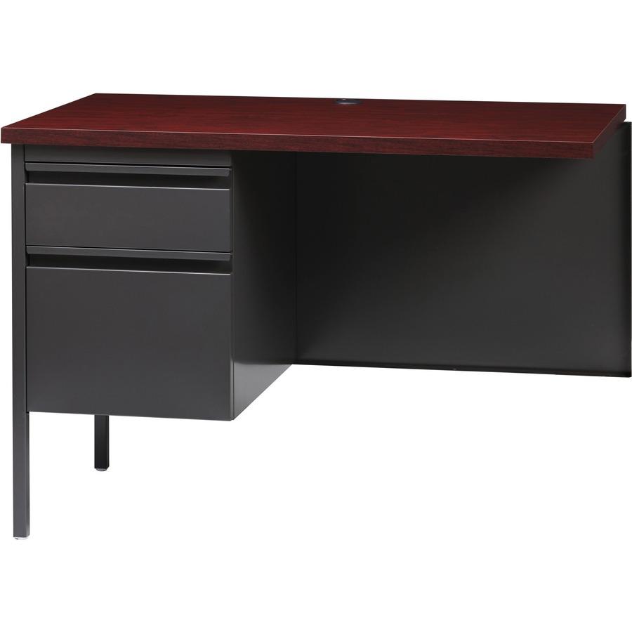 Lorell Fortress Series Left-Pedestal Return - Rectangle Top - 42'' Table Top Width x 24'' Table Top Depth x 1.12'' Table Top Thickness - 29.50'' HeightAssembly Required - Laminated, Mahogany - Steel - 1 E