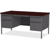 Lorell Fortress Series Double-Pedestal Desk - Rectangle Top - 60'' Table Top Width x 30'' Table Top Depth x 1.12'' Table Top Thickness - 29.50'' HeightAssembly Required - Laminated, Mahogany - Steel - 1 E