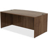 Lorell Essentials Series Bowfront Desk Shell - 71'' x 41.4''29.5'' Desk, 0.1'' Edge - Material: Metal - Finish: Walnut, Laminate