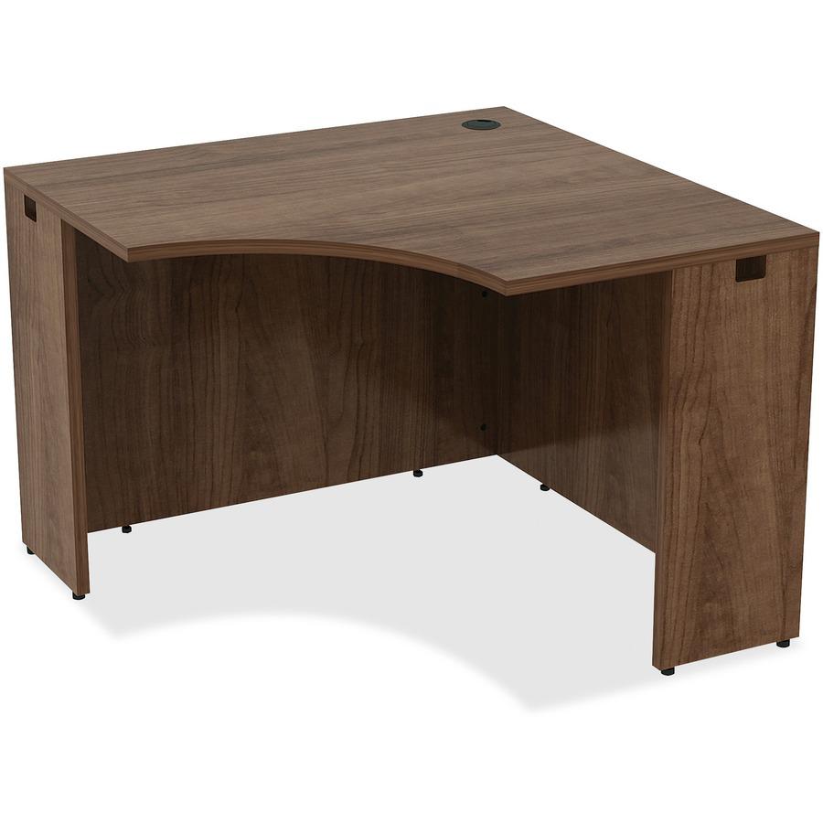 Lorell Essentials Series Corner Desk - 42'' x 29.5''24'' Desk, 0.1'' Edge - Material: Metal - Finish: Walnut, Laminate