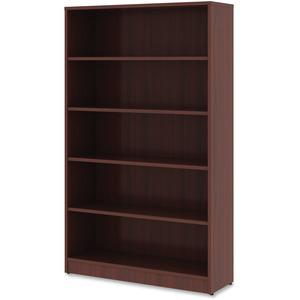 Lorell Laminate Bookcase - 0.8'' Shelf, 36'' x 12''60'' - 5 Shelve(s) - 4 Adjustable Shelf(ves) - Square Edge - Material: Thermofused Laminate (TFL) - Finish: Mahogany