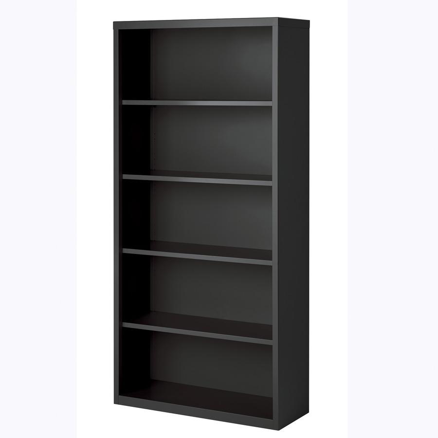 Lorell Fortress Series Bookcase - 34.5'' x 13''72'' - 5 Shelve(s) - Material: Steel - Finish: Charcoal, Powder Coated - Adjustable Shelf, Welded, Durable