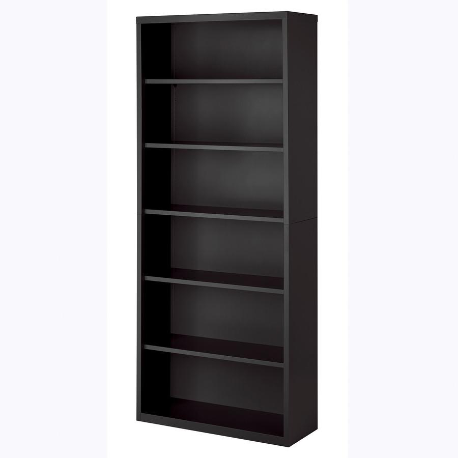 Lorell Fortress Series Bookcase - 34.5'' x 13''82'' - 6 Shelve(s) - Material: Steel - Finish: Charcoal, Powder Coated - Adjustable Shelf, Welded, Durable