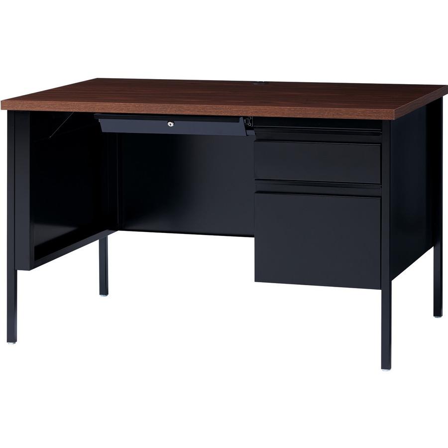 Lorell Fortress Series 45-1/2'' Right Single-Pedestal Desk - 45.5'' x 24''29.5'' , 1.1'' Top - Box, File Drawer(s) - Single Pedestal on Right Side - Square Edge