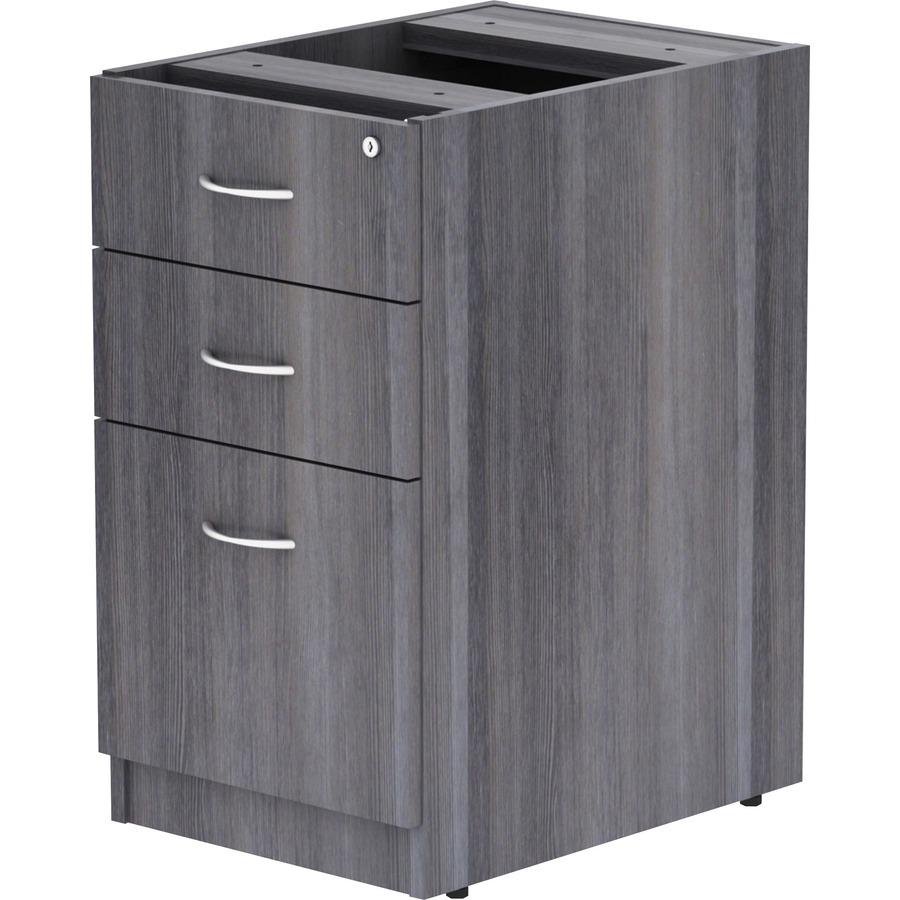 Lorell Essentials Series Box/Box/File Fixed File Cabinet - 16'' x 22''28.3'' - File, Box Drawer(s) - Finish: Laminate, Weathered Charcoal - File Drawer