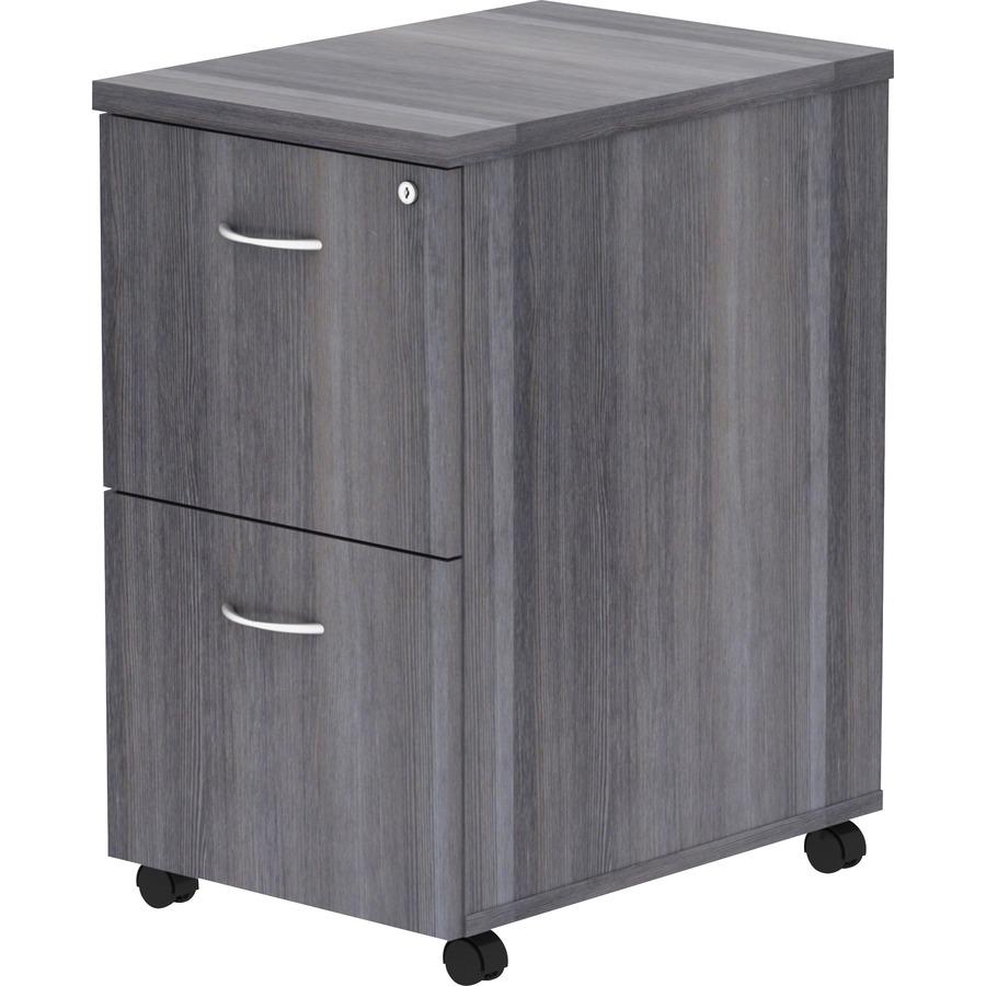 Lorell Essentials Series File/File Mobile File Cabinet - 16'' x 22''28.3'' - 2 x File Drawer(s) - Finish: Weathered Charcoal, Laminate