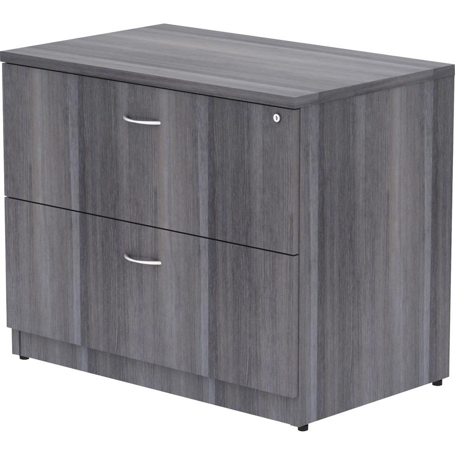 Lorell Essentials Series Lateral File - 35'' x 22''29.5'' , 1'' Top - 2 x File Drawer(s) - Finish: Weathered Charcoal, Laminate