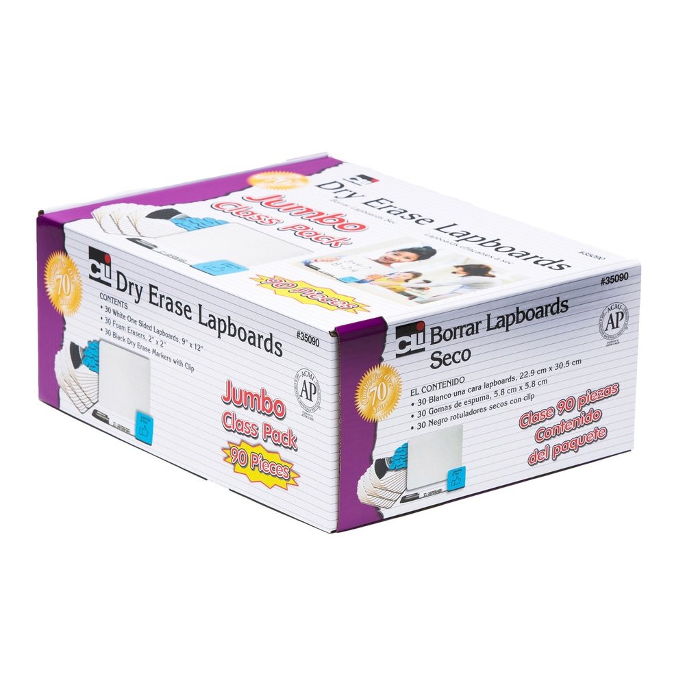 Charles Leonard Lapboard Classpack - 12'' (1 ft) Width x 9'' (0.8 ft) Height - White Masonite Surface - Lap - 30 / Set