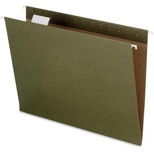 Pendaflex 1/5 Tab Cut Letter Recycled Hanging Folder - 8 1/2'' x 11'' - Green - 100% Recycled - 25 / Box