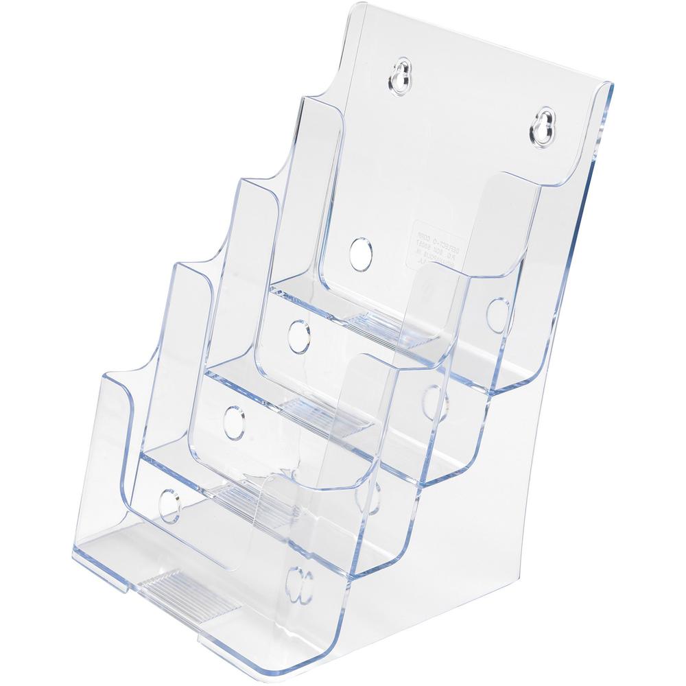 Deflecto Booklet Holder - 4 Compartment(s) - 4 Tier(s) - 10'' Height x 4.9'' Width x 6.1'' DepthDesktop - Compact, Booklet Size - Clear - Plastic - 1 Each - deflecto
