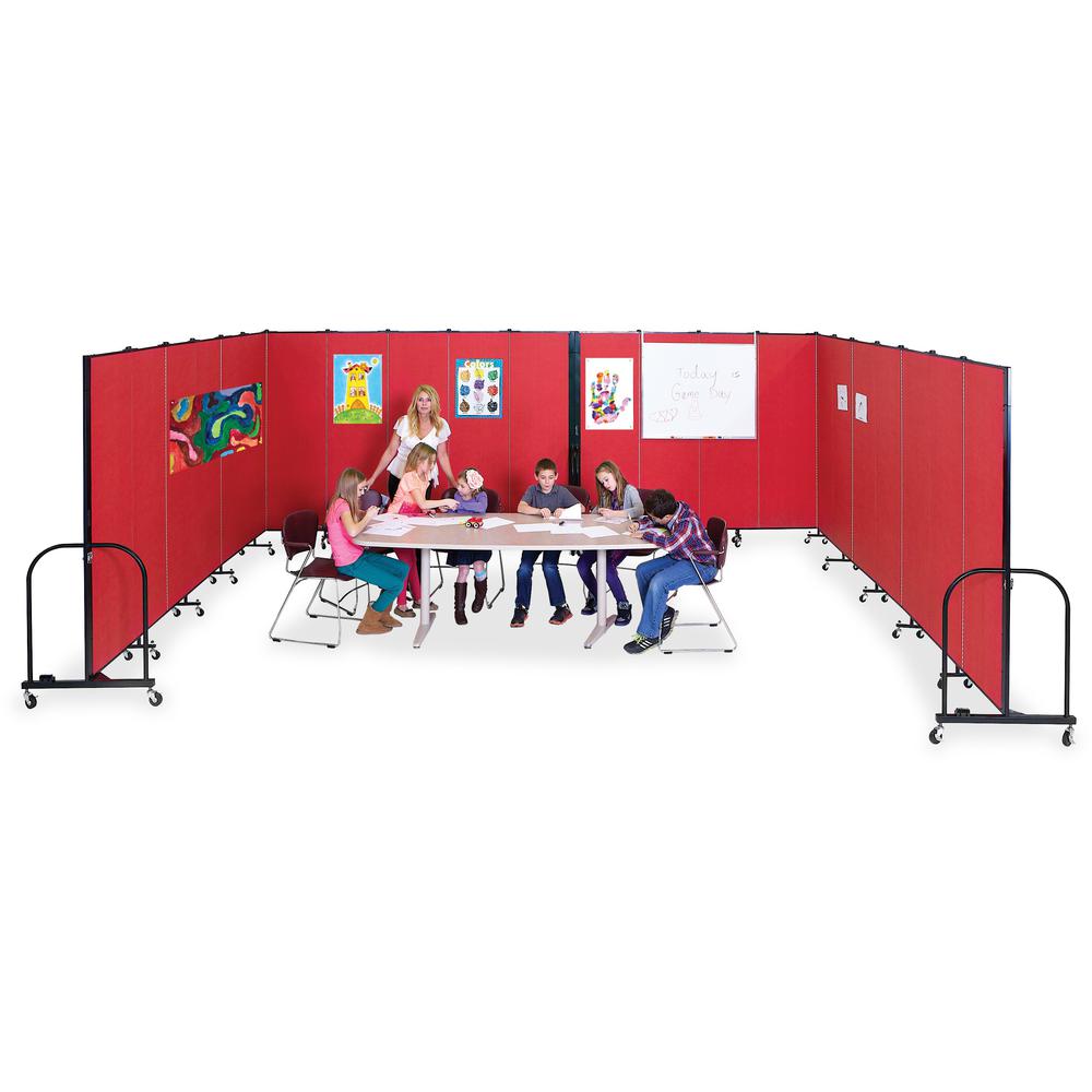 Screenflex Portable Room Dividers - 72'' Height x 24.1 ft Length - Black Metal Frame - Polyester - Stone - 1 Each