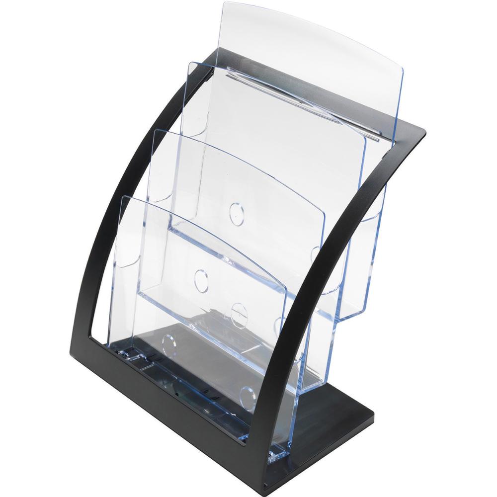 Deflecto Contemporary Literature Holder - 3 Compartment(s) - 3 Tier(s) - 13.3'' Height x 11.2'' Width x 6.9'' DepthDesktop, Counter - Durable, Business Card Holder - Plastic - 1 Each - deflecto