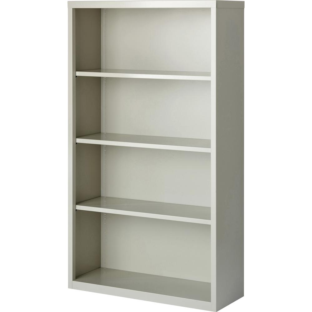 Lorell Fortress Series Bookcase - 34.5'' x 13'' x 60'' - 4 x Shelf(ves) - Light Gray - Powder Coated - Steel - Recycled