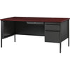 Lorell Fortress Series 66'' Right-Pedestal Desk - Rectangle Top - 66'' Table Top Width x 30'' Table Top Depth x 1.12'' Table Top Thickness - 29.50'' HeightAssembly Required - Laminated, Mahogany - Steel -