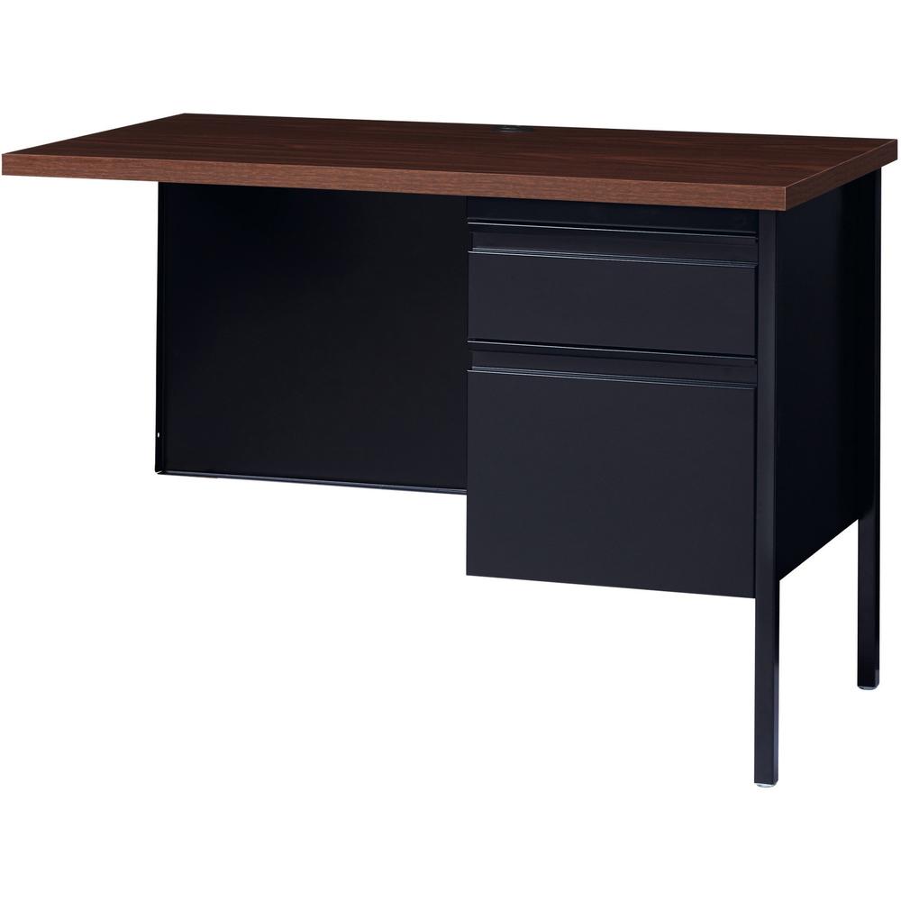 Lorell Fortress Series Right-Pedestal Return - Rectangle Top - 42'' Table Top Width x 24'' Table Top Depth x 1.12'' Table Top Thickness - 29.50'' HeightAssembly Required - Black Walnut, Oak Laminate - Ste