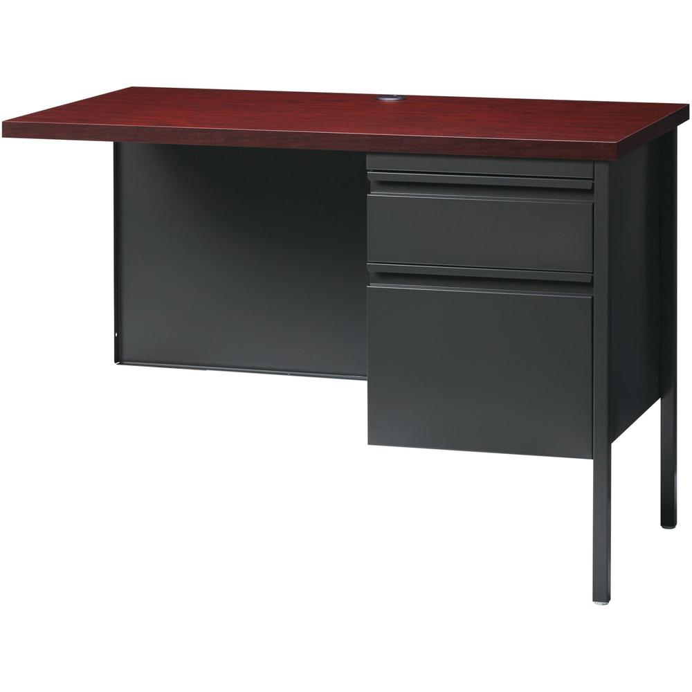 Lorell Fortress Series Right-Pedestal Return - Rectangle Top - 42'' Table Top Width x 24'' Table Top Depth x 1.12'' Table Top Thickness - 29.50'' HeightAssembly Required - Laminated, Mahogany - Steel - 1