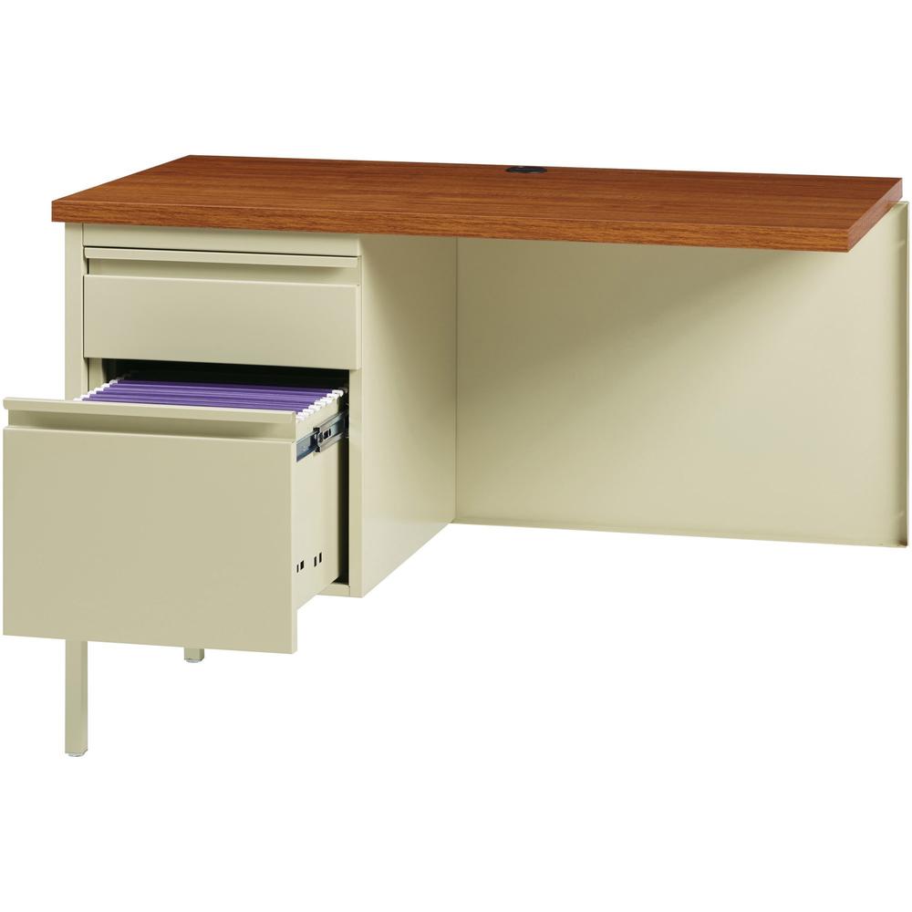 Lorell Fortress Series Left-Pedestal Return - Rectangle Top - 42'' Table Top Width x 24'' Table Top Depth x 1.12'' Table Top Thickness - 29.50'' HeightAssembly Required - Oak, Oak Laminate, Putty - Steel