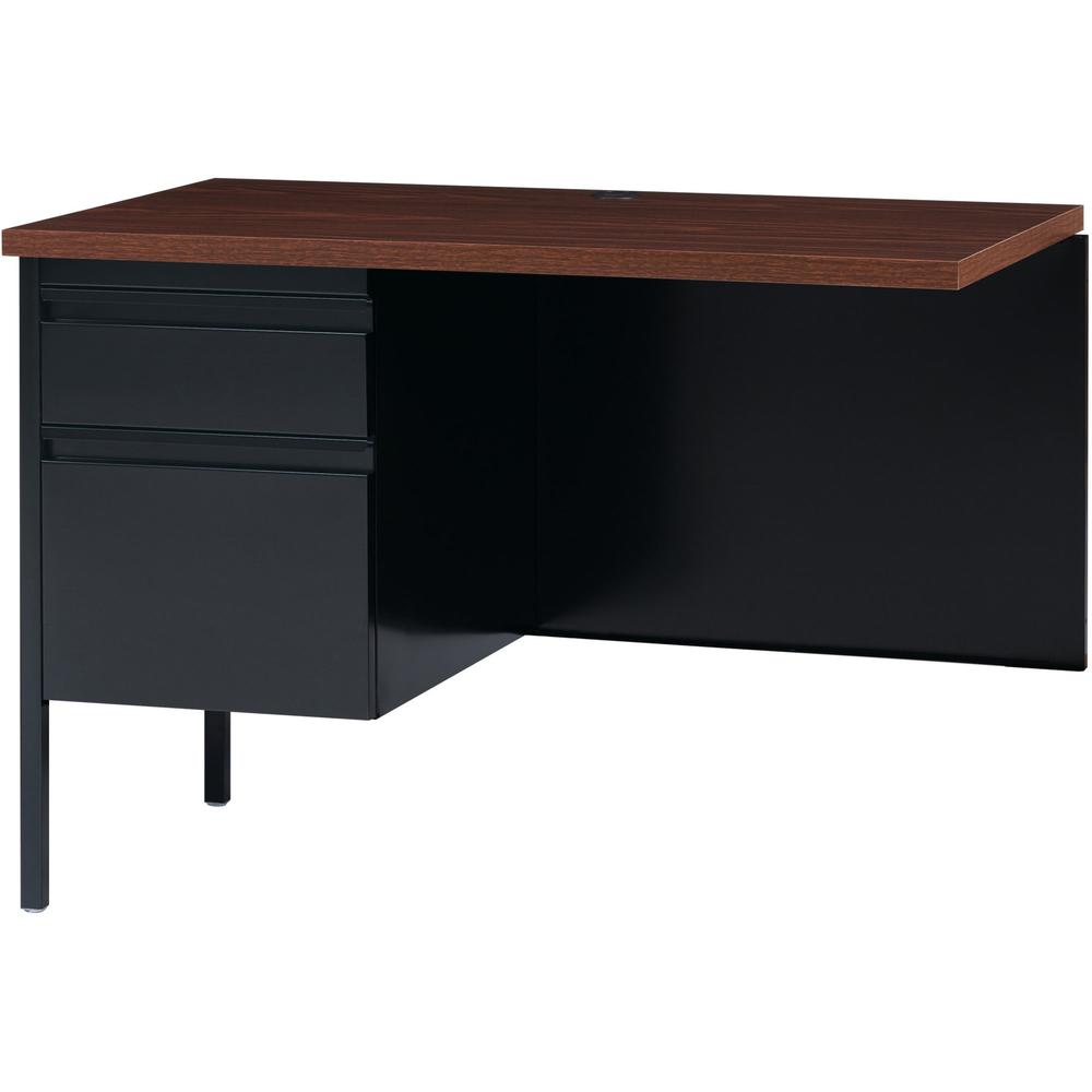 Lorell Fortress Series Left-Pedestal Return - Rectangle Top - 42'' Table Top Width x 24'' Table Top Depth x 1.12'' Table Top Thickness - 29.50'' HeightAssembly Required - Black Walnut, Laminated, Walnut -