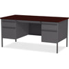 Lorell Fortress Series Double-Pedestal Desk - Rectangle Top - 60'' Table Top Width x 30'' Table Top Depth x 1.12'' Table Top Thickness - 29.50'' HeightAssembly Required - Laminated, Mahogany - Steel - 1 E
