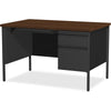 Lorell Fortress Series 48'' Right Single-Pedestal Desk - Laminated Rectangle, Walnut Top - 30'' Table Top Length x 48'' Table Top Width x 1.13'' Table Top Thickness - 29.50'' Height - Assembly Required - B
