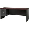 Lorell Fortress Modular Series Left-pedestal Credenza - 72'' x 24'' , 1.1'' Top - 2 x Box, File Drawer(s) - Single Pedestal on Left Side - Material: Steel - Finish: Mahogany Laminate, Charcoal - Scratch